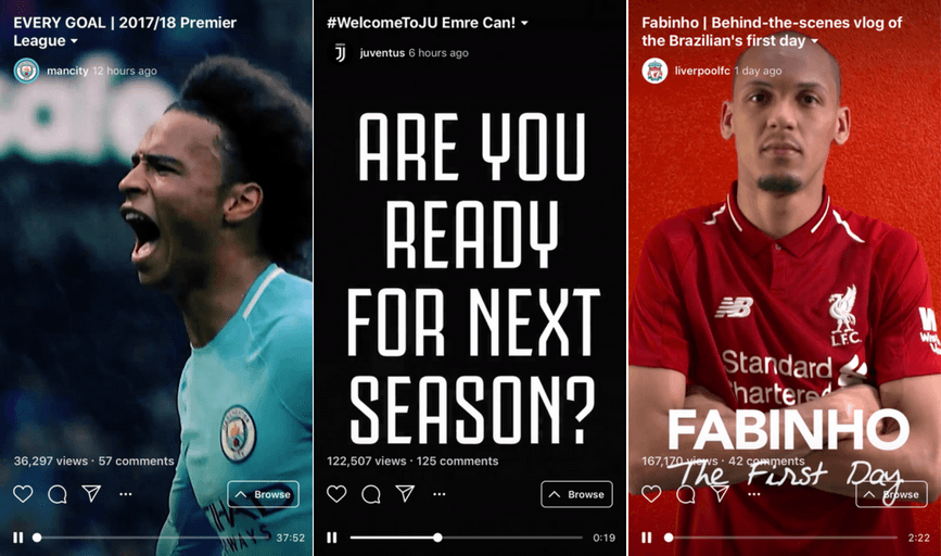 Instagram launch IGTV, and football teams are already on board